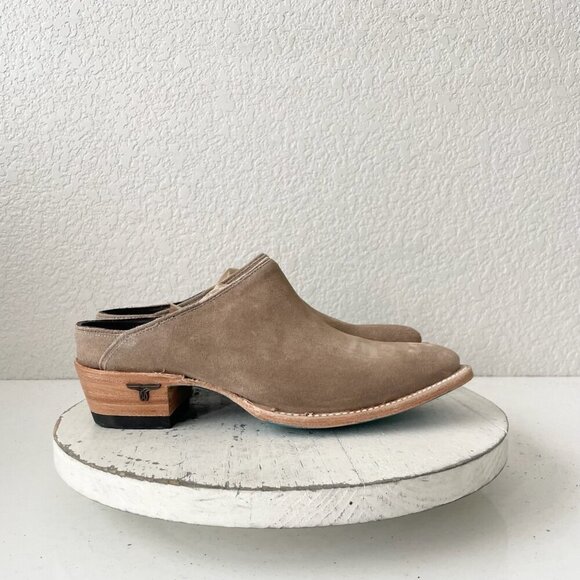 Lane Plain Jane Mule Womens 6.5 Latte Suede Cowboy Boots Western Slip On Short - Picture 2 of 10